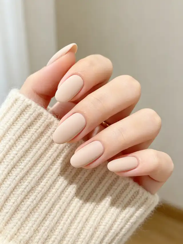 Matte Nude Almond Nails for January Office Looks