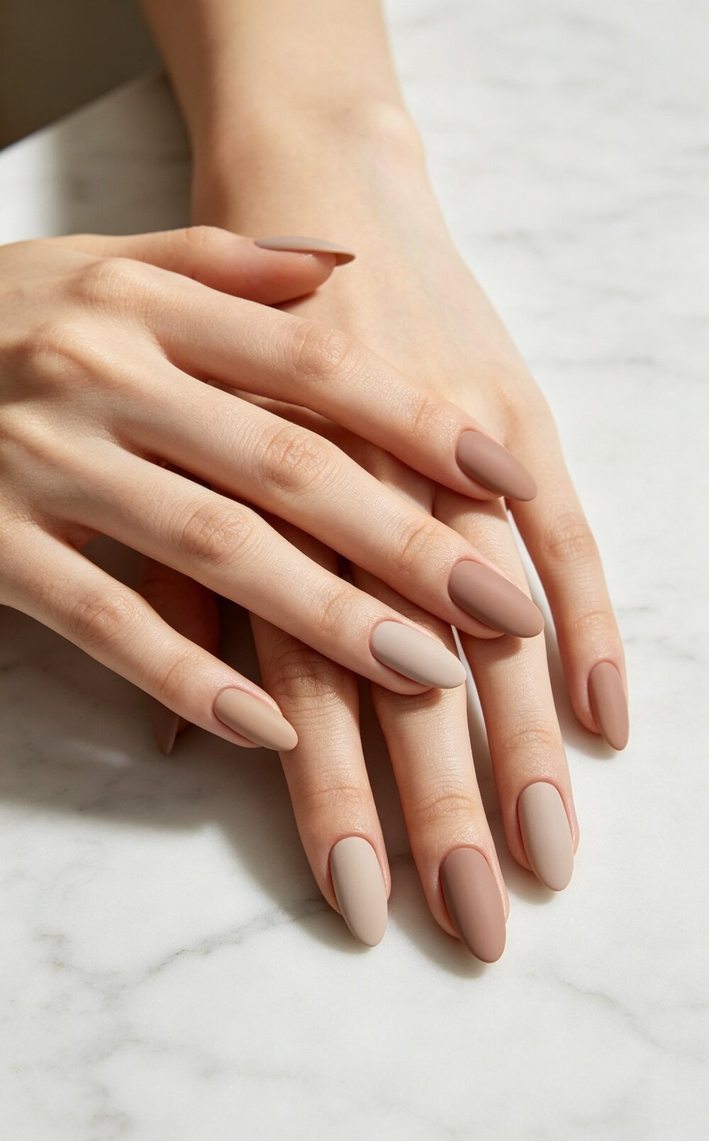 Matte Taupe Almond Nails for January Office Looks