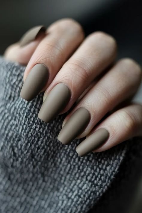 Matte Taupe Coffin Nails for January Office Looks