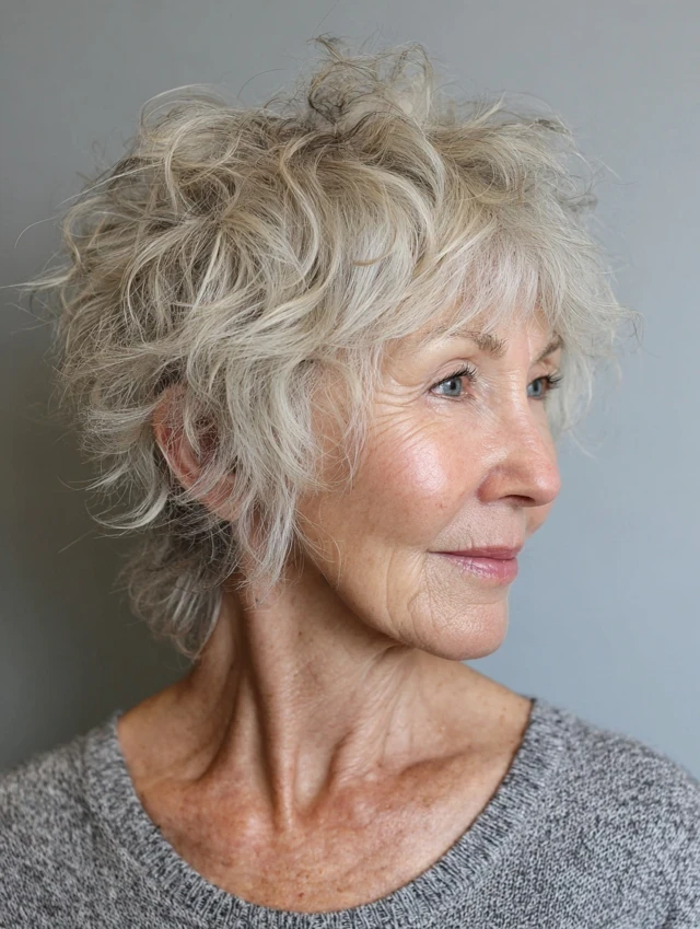 25 Short Winter Wave Hairstyles For Women Over 60 With Textured Ends That Are Chic, Soft and Flattering 8 Cropped Wavy Layers With Soft Piecey Ends