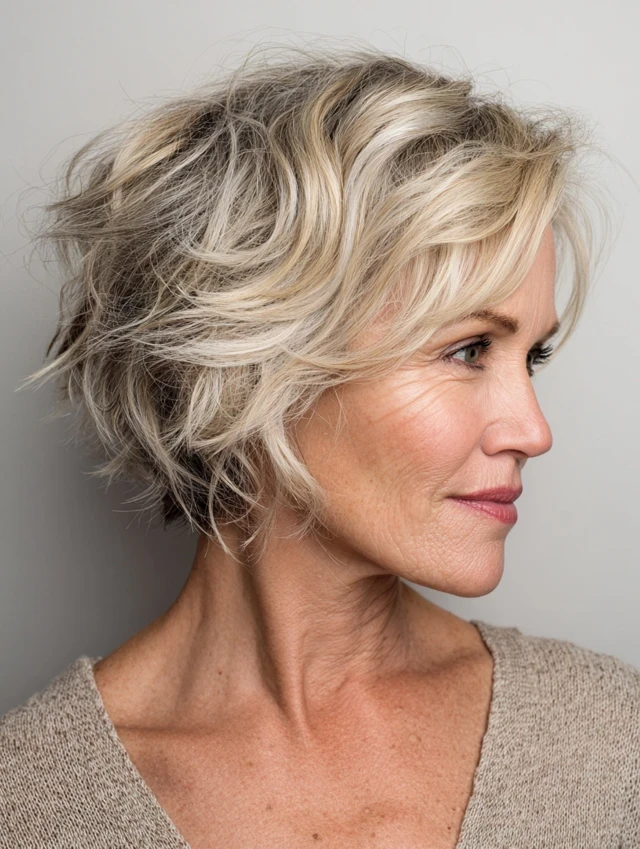 25 Short Winter Wave Hairstyles For Women Over 60 With Textured Ends That Are Chic, Soft and Flattering 10 Cropped Wavy Layers With Layered Texture