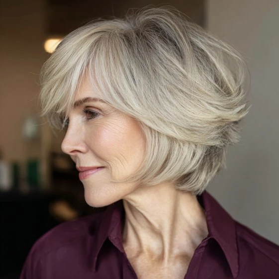 25 Short Winter Wave Hairstyles For Women Over 60 With Textured Ends That Are Chic, Soft and Flattering 17 Textured Wavy Bob With Feathered Ends