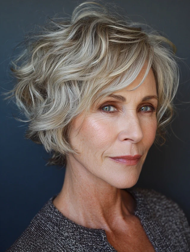25 Short Winter Wave Hairstyles For Women Over 60 With Textured Ends That Are Chic, Soft and Flattering 19 Textured Wavy Bob With Gentle Flicked Ends