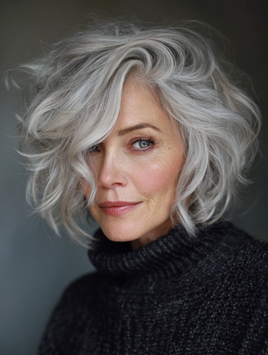 25 Short Winter Wave Hairstyles For Women Over 60 With Textured Ends That Are Chic, Soft and Flattering 21 Textured Wavy Bob With Airy Movement