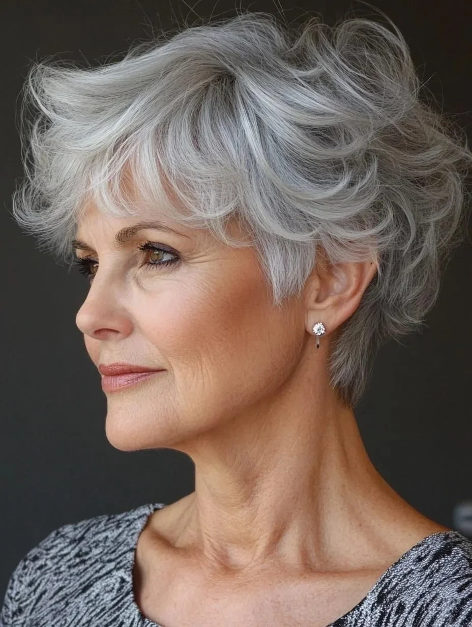 25 Short Winter Wave Hairstyles For Women Over 60 With Textured Ends That Are Chic, Soft and Flattering 22 Short Tousled Waves With Feathered Ends