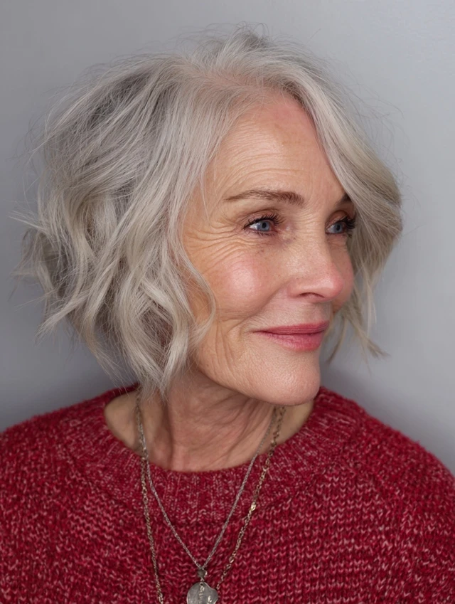 25 Short Winter Wave Hairstyles For Women Over 60 With Textured Ends That Are Chic, Soft and Flattering 24 Short Tousled Waves With Gentle Flicked Ends
