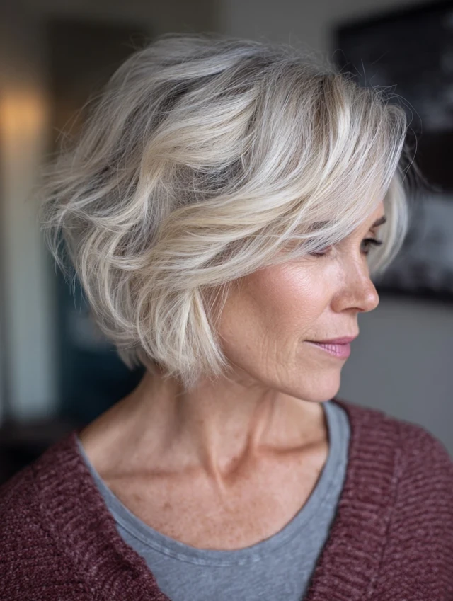 25 Short Winter Wave Hairstyles For Women Over 60 With Textured Ends That Are Chic, Soft and Flattering 25 Short Tousled Waves With Layered Texture