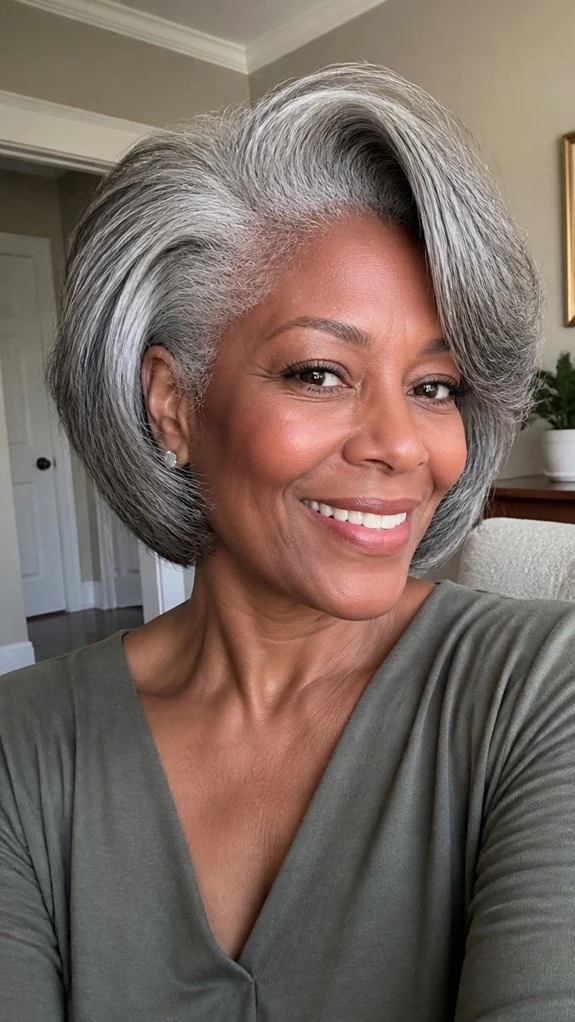 38 Sleek Winter Blowout Hairstyles for Women Over 50 With a Side Part That Are Chic, Polished and Easy to Wear 10 Sleek Side Part With a Gloss Finish