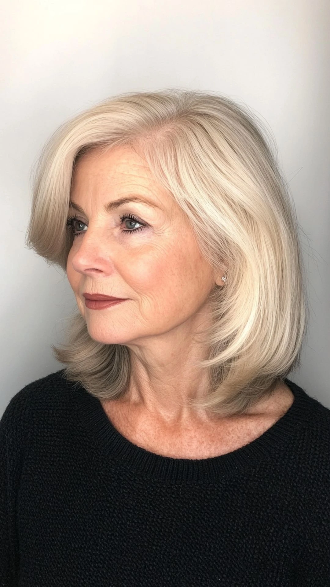 38 Sleek Winter Blowout Hairstyles for Women Over 50 With a Side Part That Are Chic, Polished and Easy to Wear 19 Ash Blonde Sleek Side Part