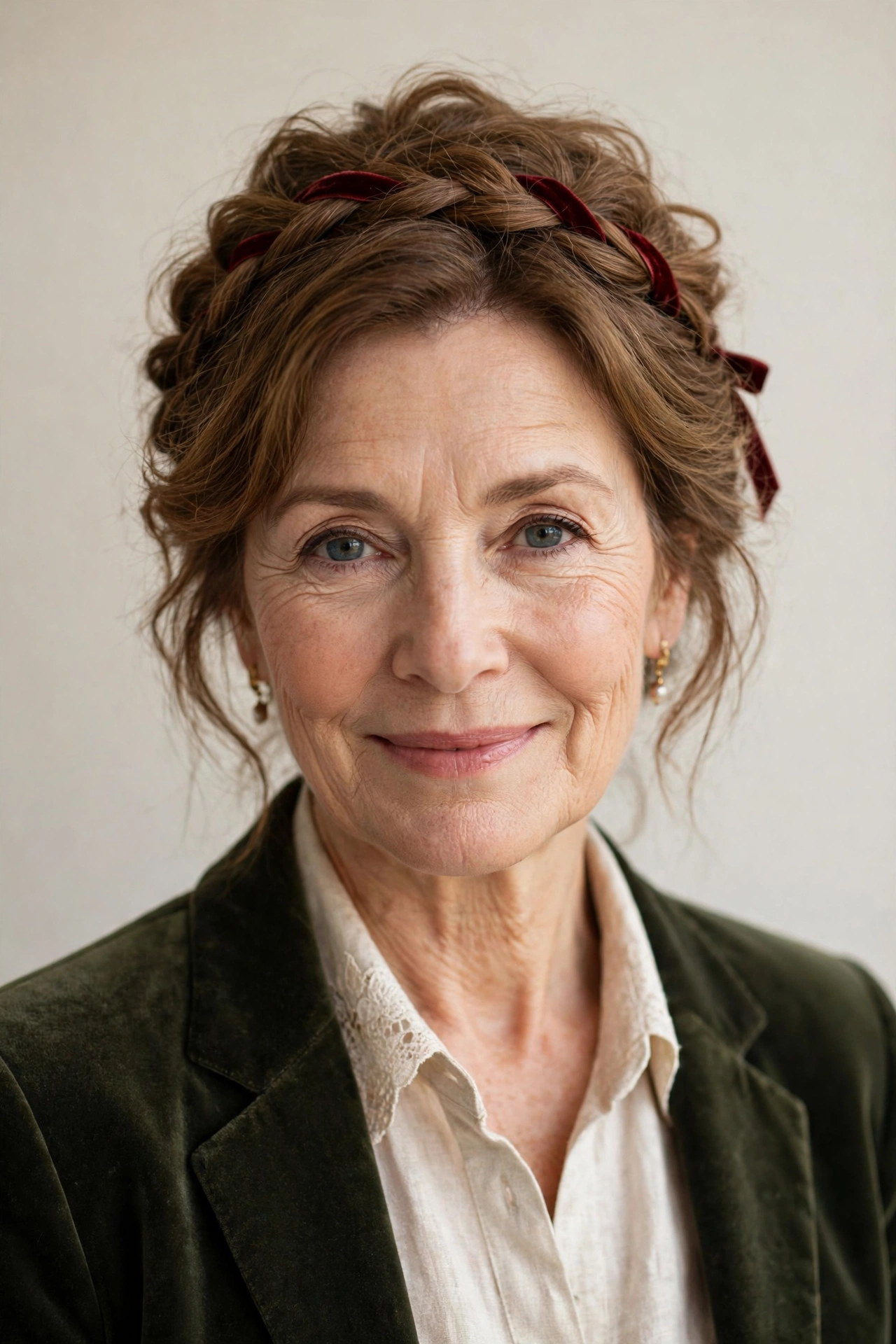 Soft Braided Updos for Valentine Evenings in warm brown with a gently tousled finish