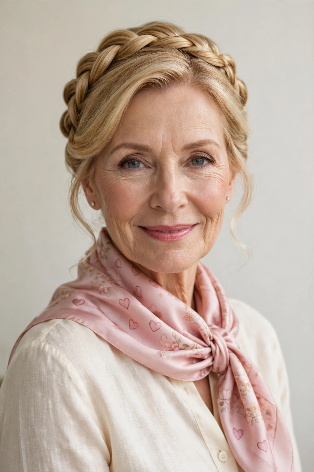 Soft Braided Updos for Valentine Evenings in honey blonde with a glossy and neat finish