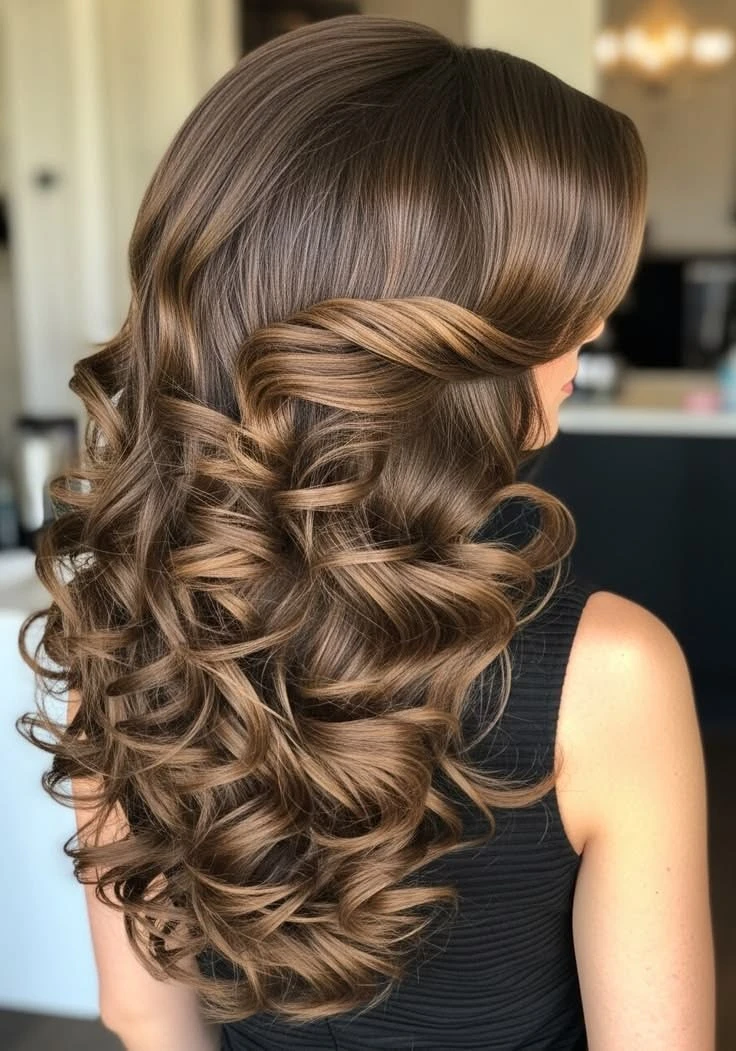 25 Soft Romantic Wave Hairstyles For Valentine Dinner With Loose Curls That Are Soft, Romantic and Glossy 7 Candlelit Loose Curls With A Glossy Finish