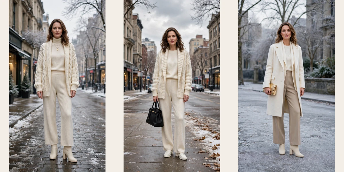 50 Soft White Layering Outfits for Cold Weather That Are Chic, Warm and Elegant