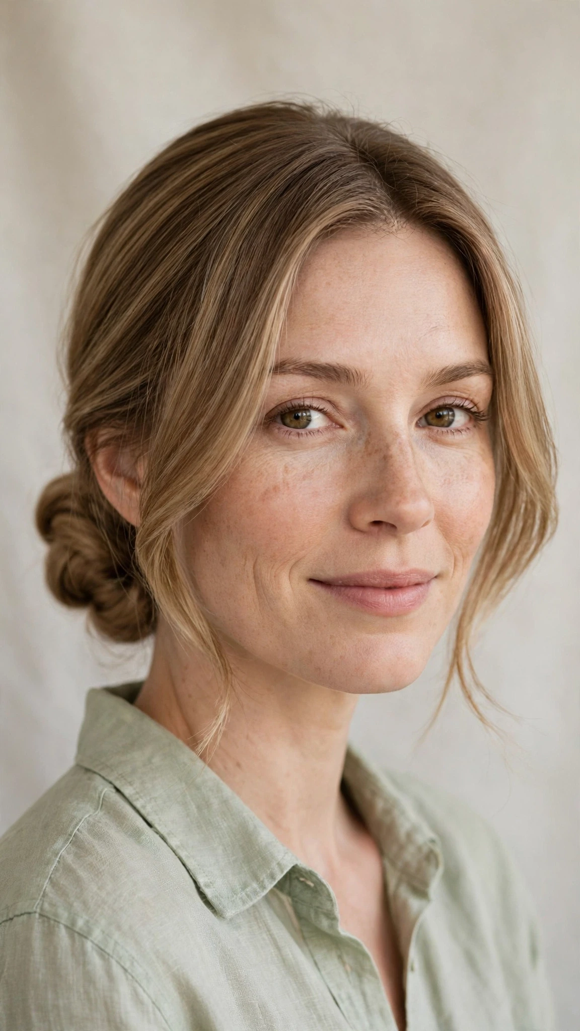 Spring Bun Hairstyles With A Low Coiled Bun At The Nape With Silky Smooth Strands, Face-Framing Layers And A Fresh Salon Shine