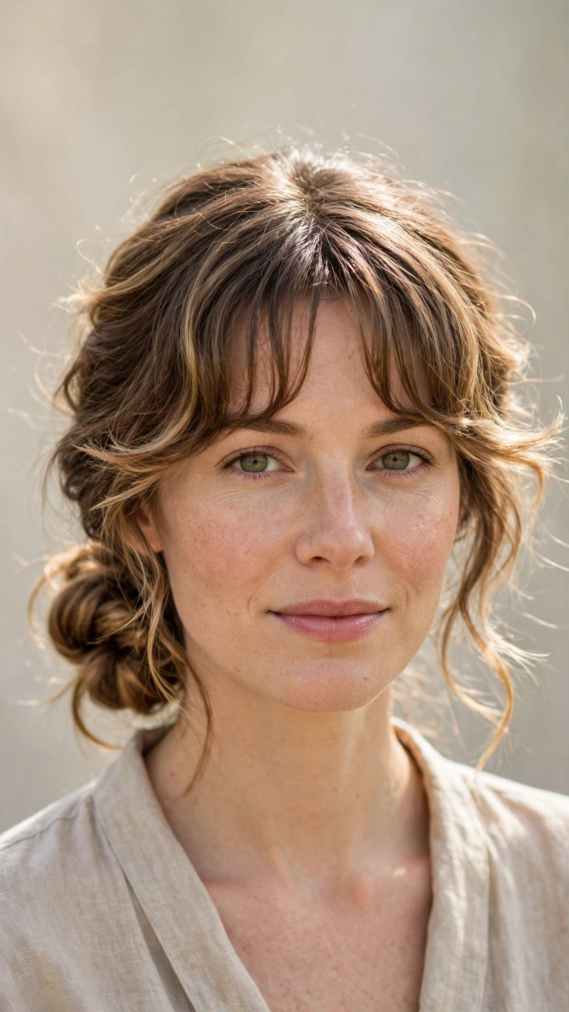 Spring Bun Hairstyles With A Low Coiled Bun At The Nape With Soft Bends And Flicked Ends, Curtain Pieces And Soft Golden Pieces