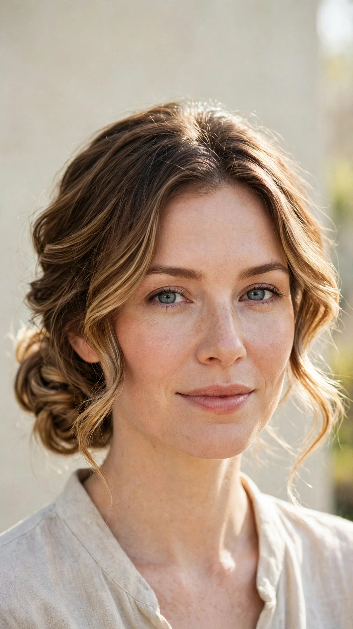 Spring Bun Hairstyles With A Low Coiled Bun At The Nape With Soft Bends And Flicked Ends, Subtle Internal Layers And Sunlit Dimension