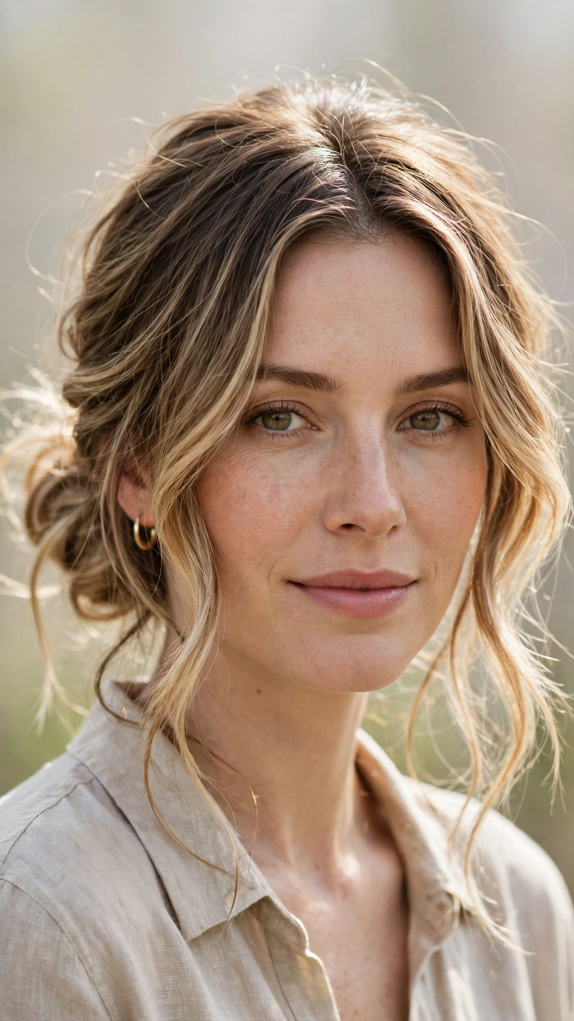Spring Bun Hairstyles With A Messy Low Bun And Loose Strands With Soft Waves, Graduated Layers And Soft Golden Pieces