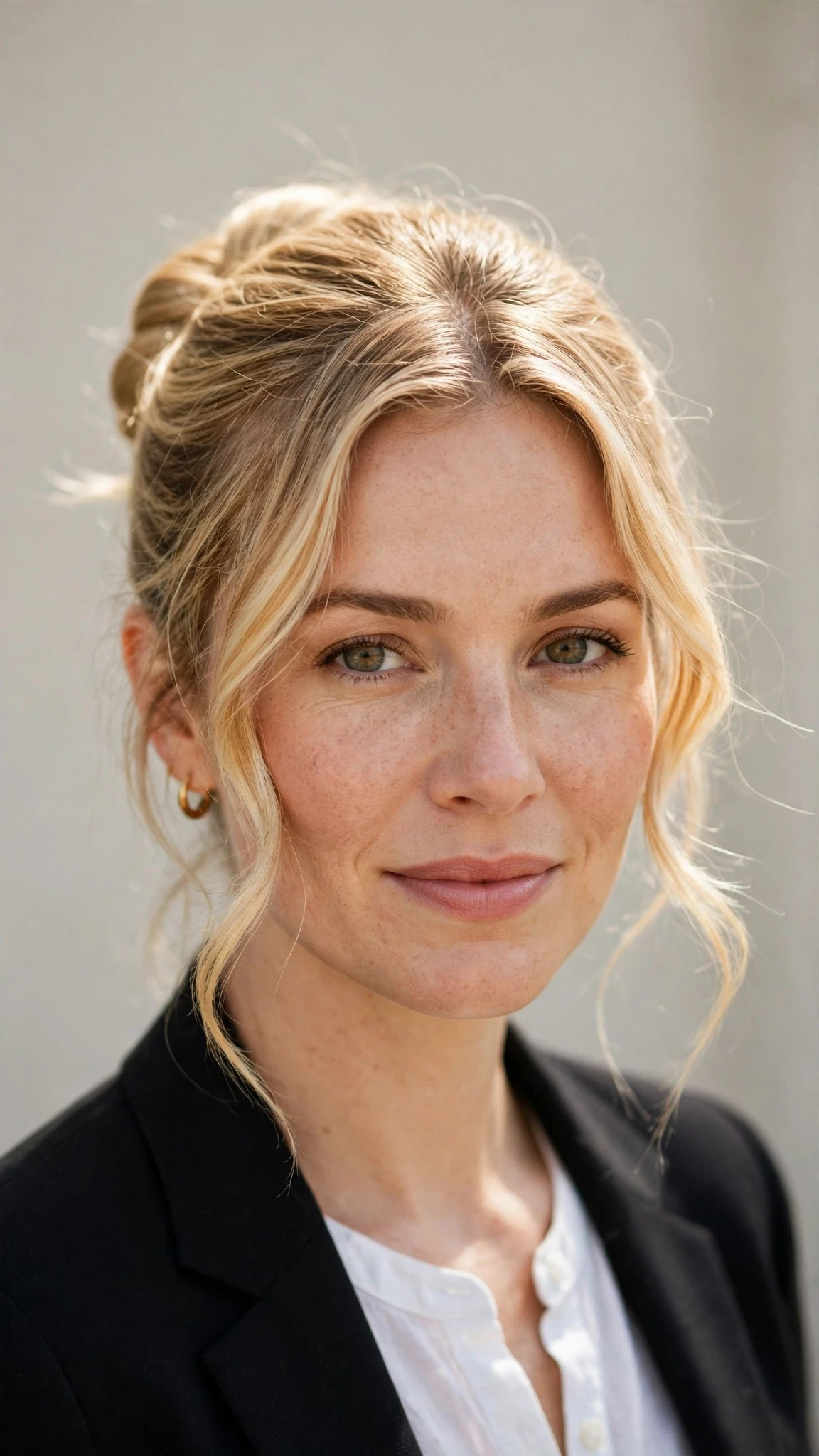 Spring Bun Hairstyles With A Sleek Wrapped Bun For Work With Soft Bends And Flicked Ends, Wispy Pieces Around The Face And Honey Blonde Shine