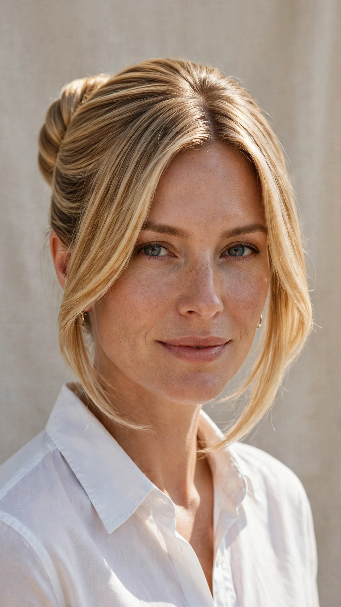 Spring Bun Hairstyles With A Sleek Wrapped Bun For Work With Silky Smooth Strands, Graduated Layers And Honey Blonde Shine