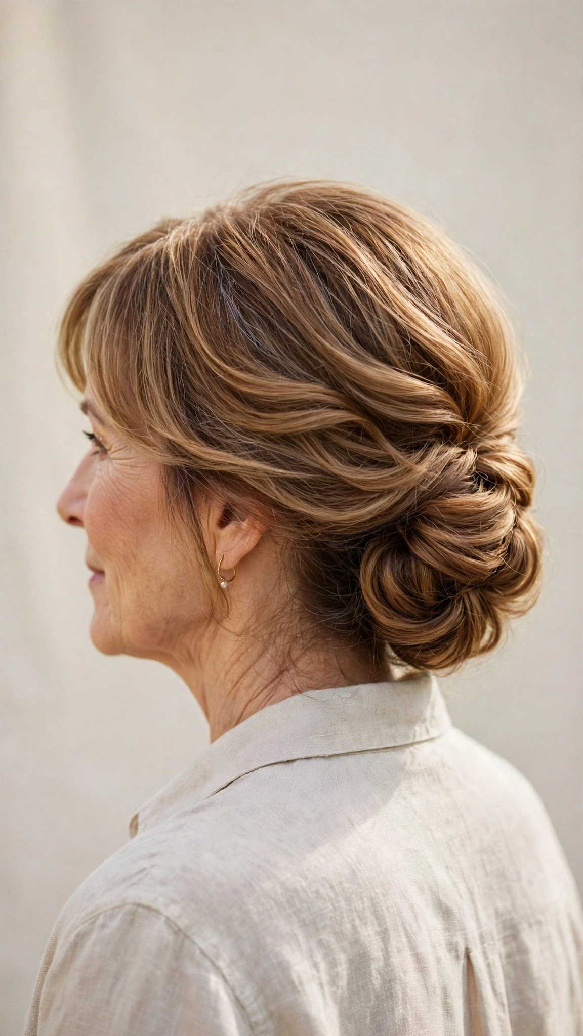 Spring Chignon Hairstyles For Easter Lunch With Soft Waves, A Layered Shape That Moves And Warm Caramel Tones