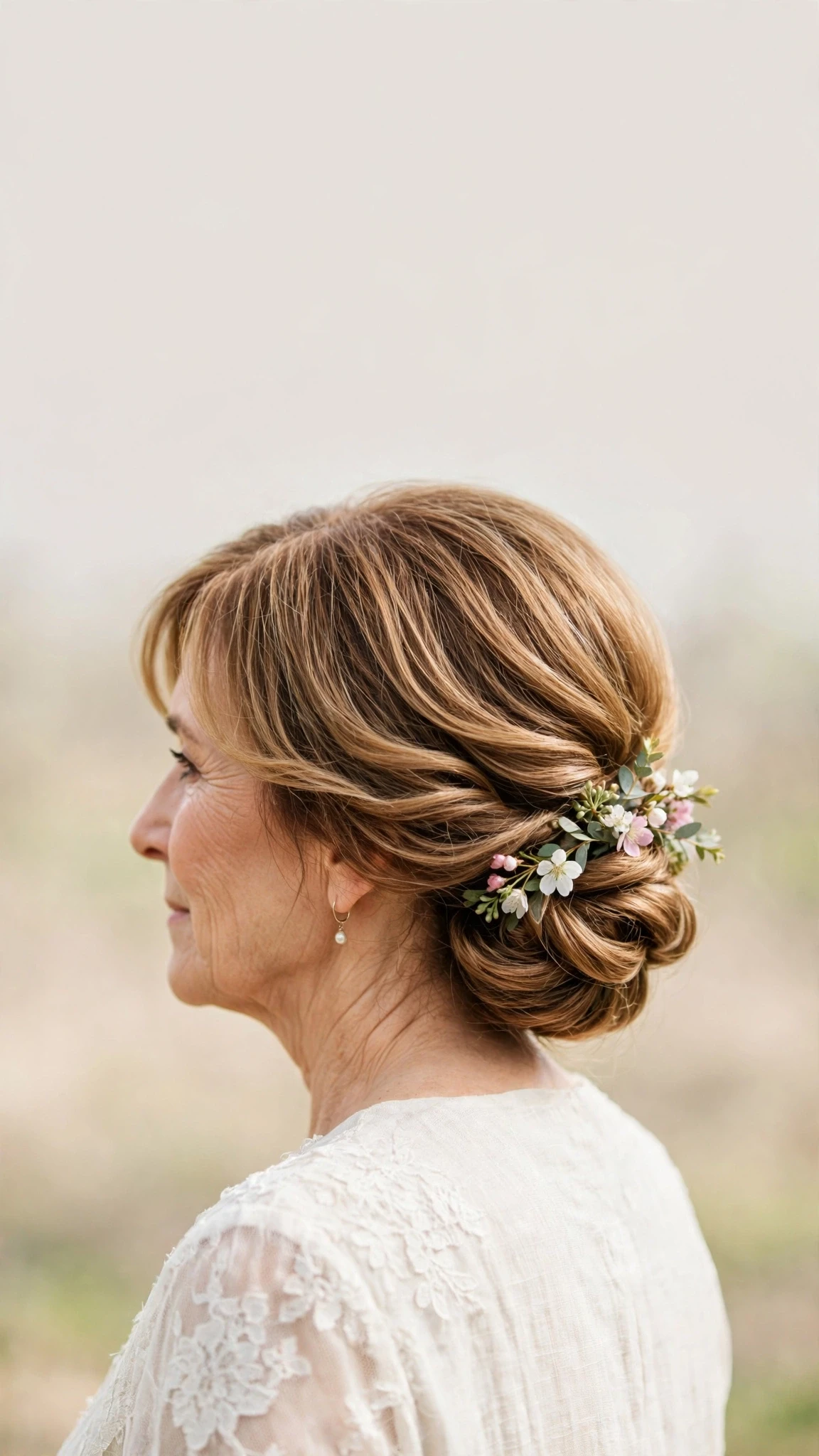 Spring Chignon Hairstyles For Spring Weddings With Soft Waves, Graduated Layers And Warm Caramel Tones