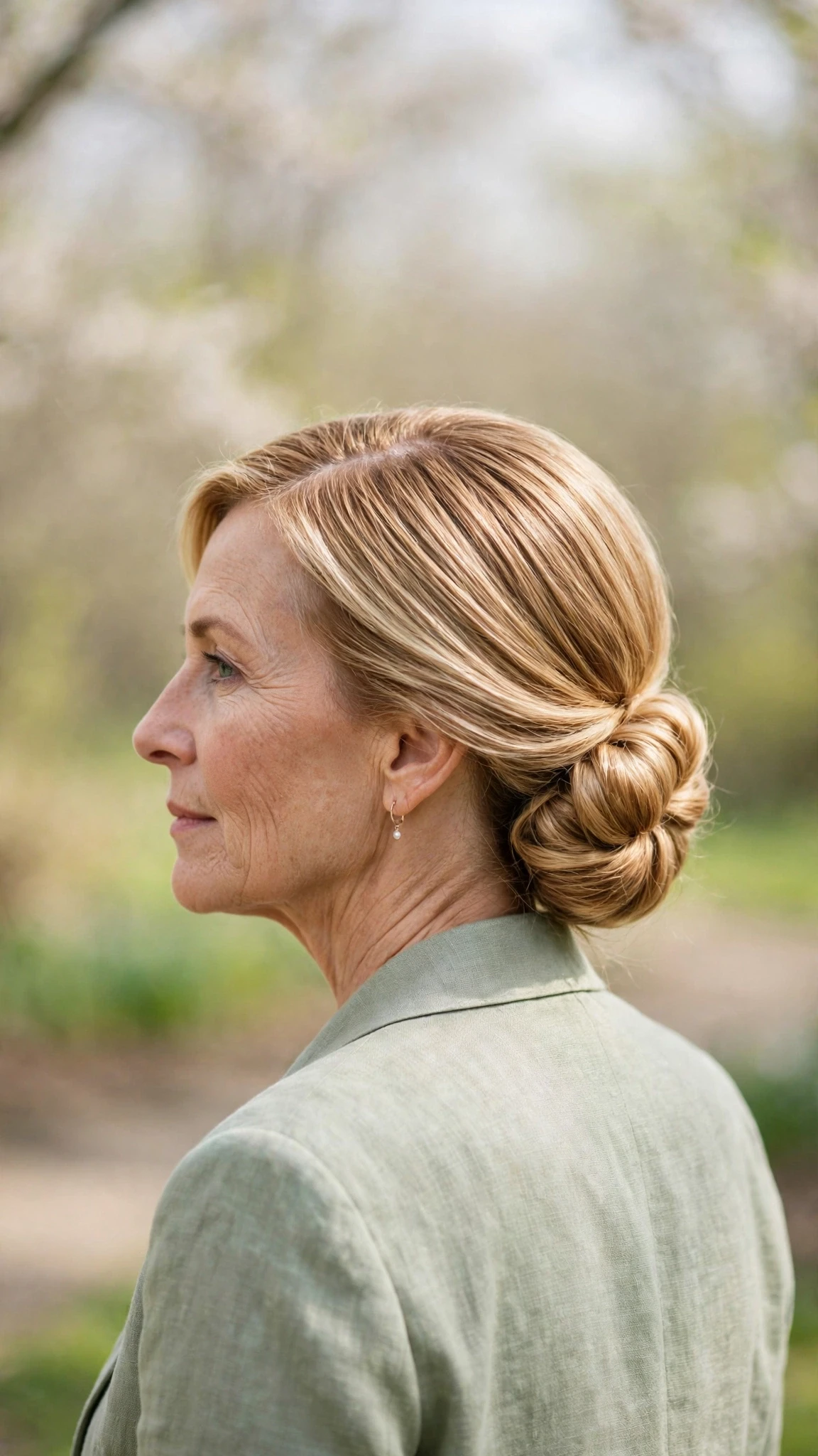 Spring Chignon Hairstyles For Spring Weddings With Smooth Glossy Lengths, A Deep Side Part And Honey Blonde Shine
