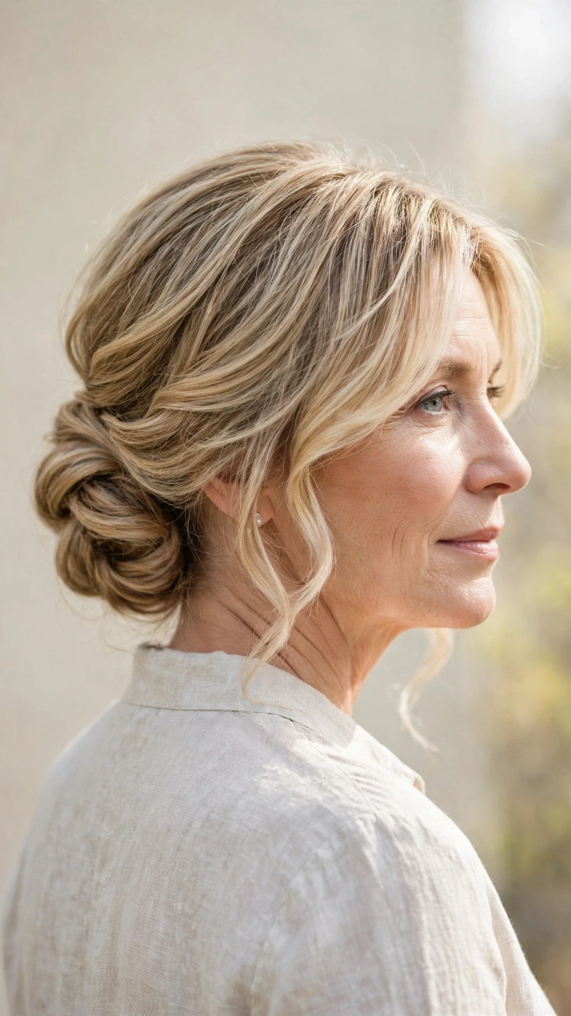 Spring Chignon Hairstyles For Spring Weddings With Soft Waves, Face-Framing Layers And Delicate Blonde Dimension