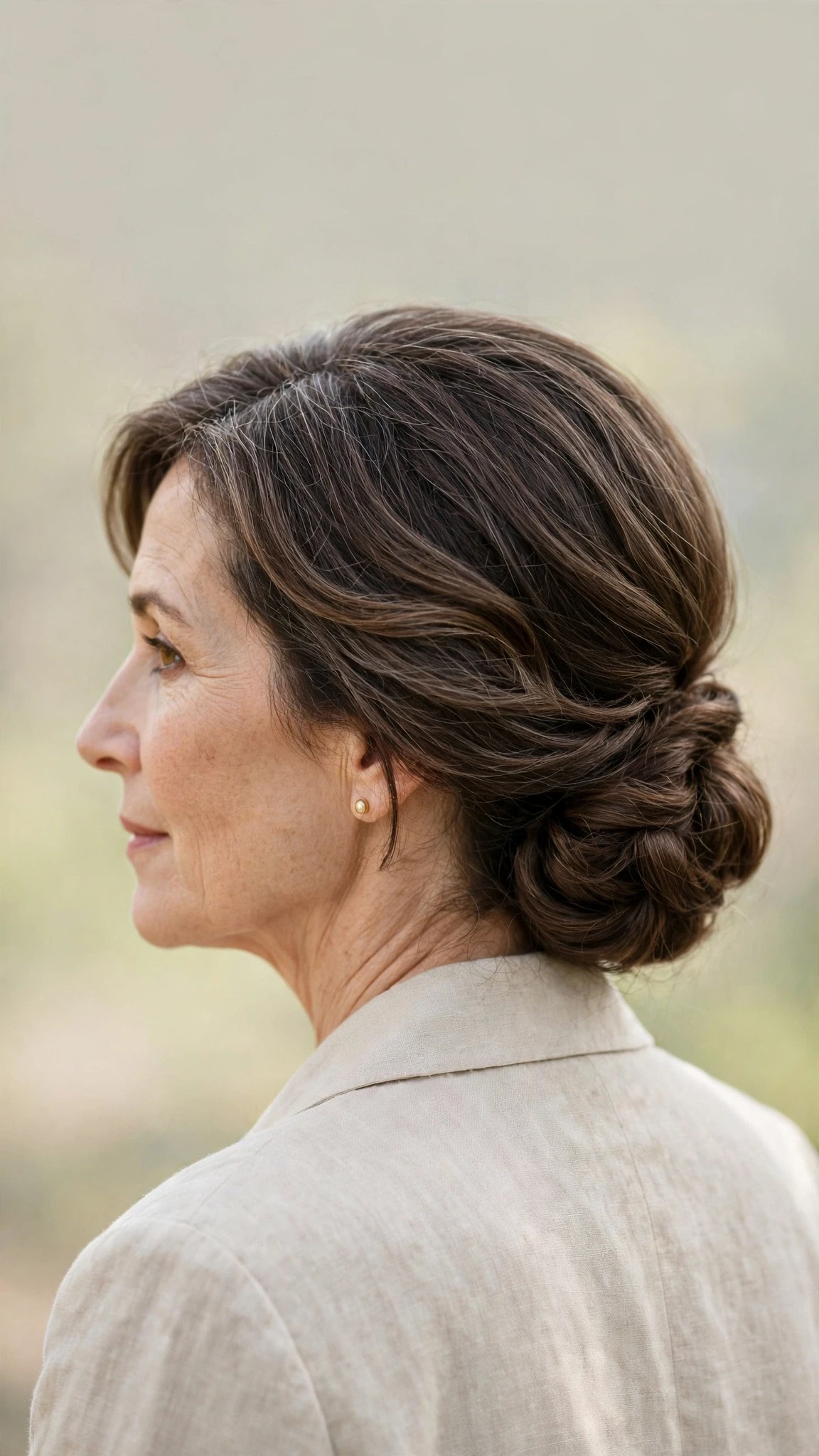 Spring Chignon Hairstyles For Spring Weddings With Soft Waves, Graduated Layers And Natural Brunette Depth