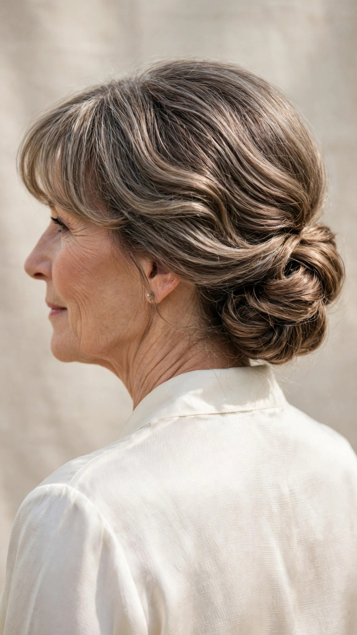 Spring Chignon Hairstyles For Spring Weddings With Soft Waves, A Soft Side-Swept Fringe And A Fresh Salon Shine