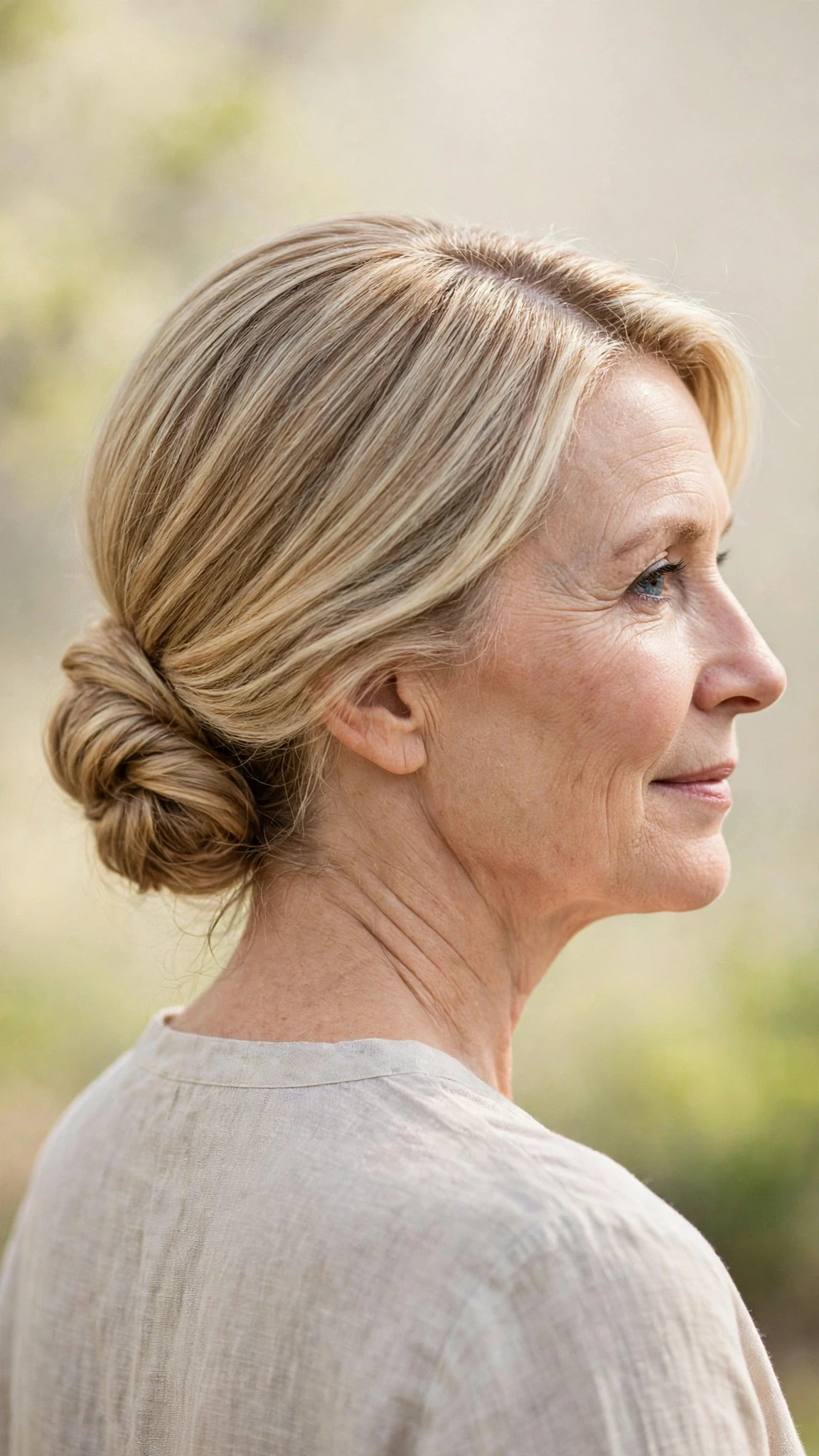 Spring Chignon Hairstyles With A Soft Low Bun With Smooth Glossy Lengths, A Deep Side Part And Delicate Blonde Dimension