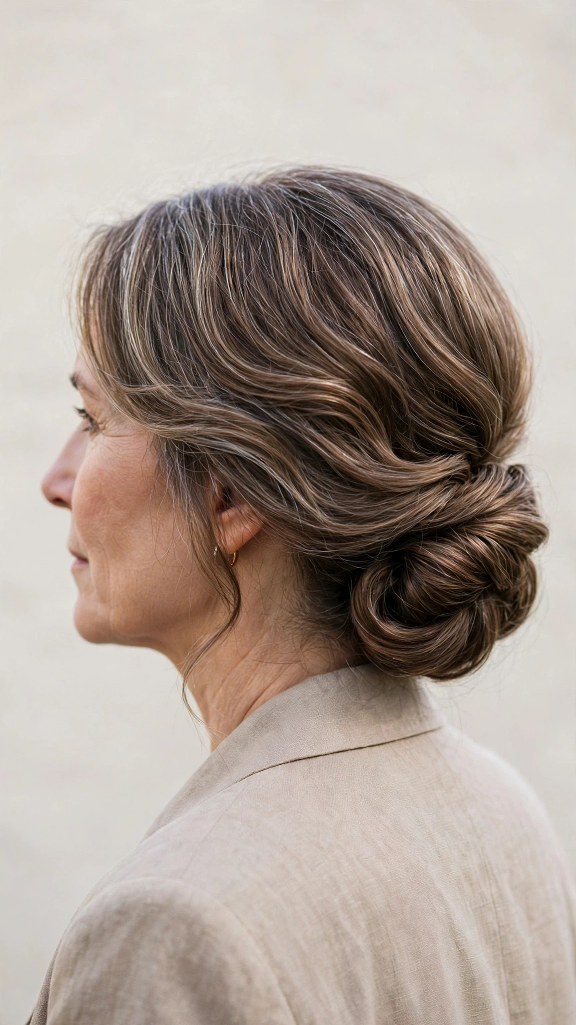 Spring Chignon Hairstyles With A Soft Low Bun With Soft Waves, Graduated Layers And A Glossy Shine Finish