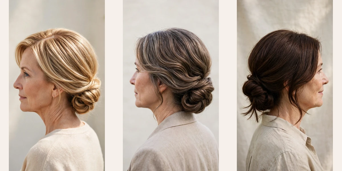 38 spring chignon hairstyles for women over 50 with a soft low bun