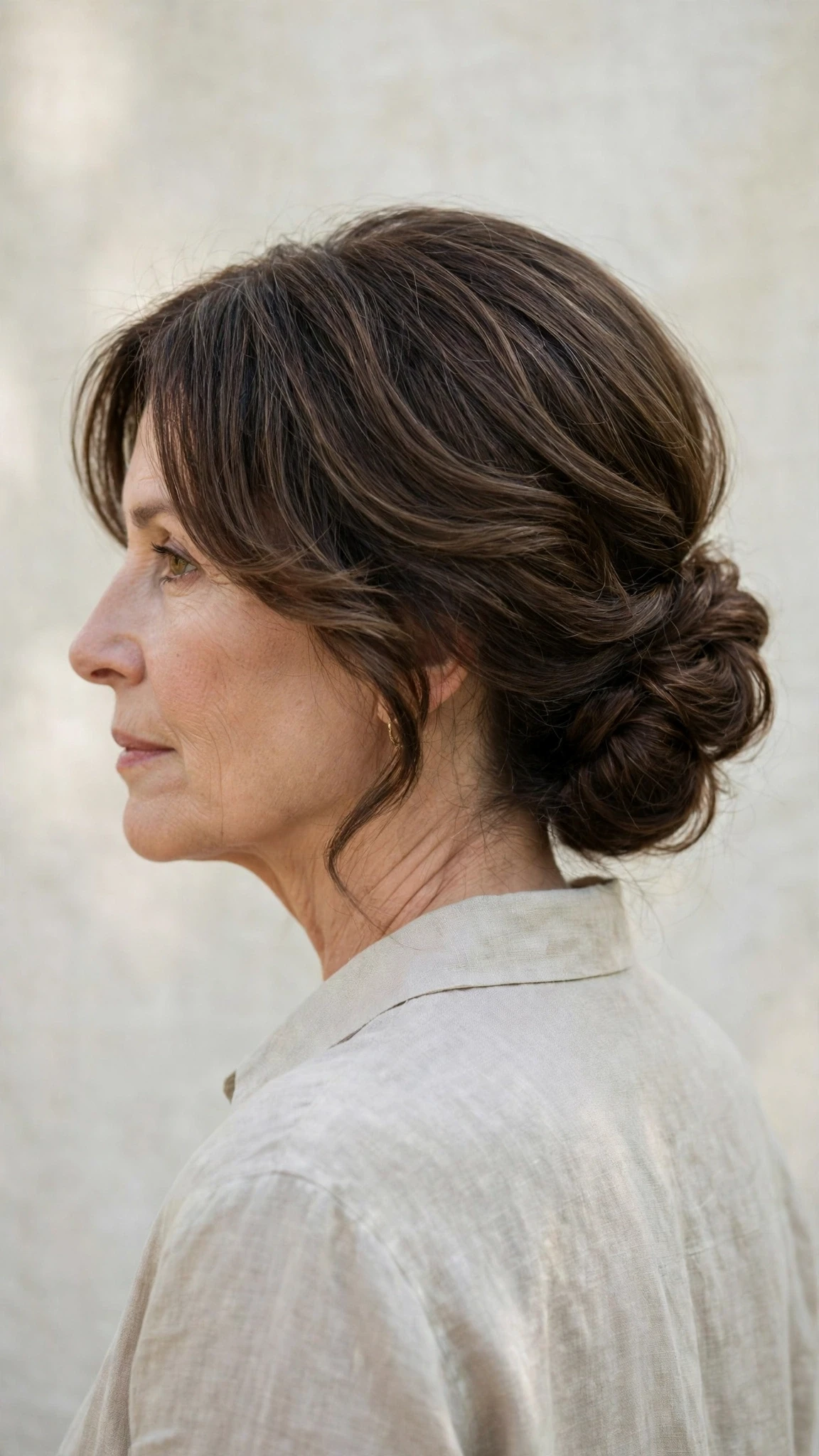 18 Spring chignon hairstyles for women over 50 with fine hair and volume That Are Chic, Fresh and Flattering 11 Spring Chignon Hairstyles With Fine Hair And Volume With Soft Waves, Face-Framing Layers And Natural Brunette Depth
