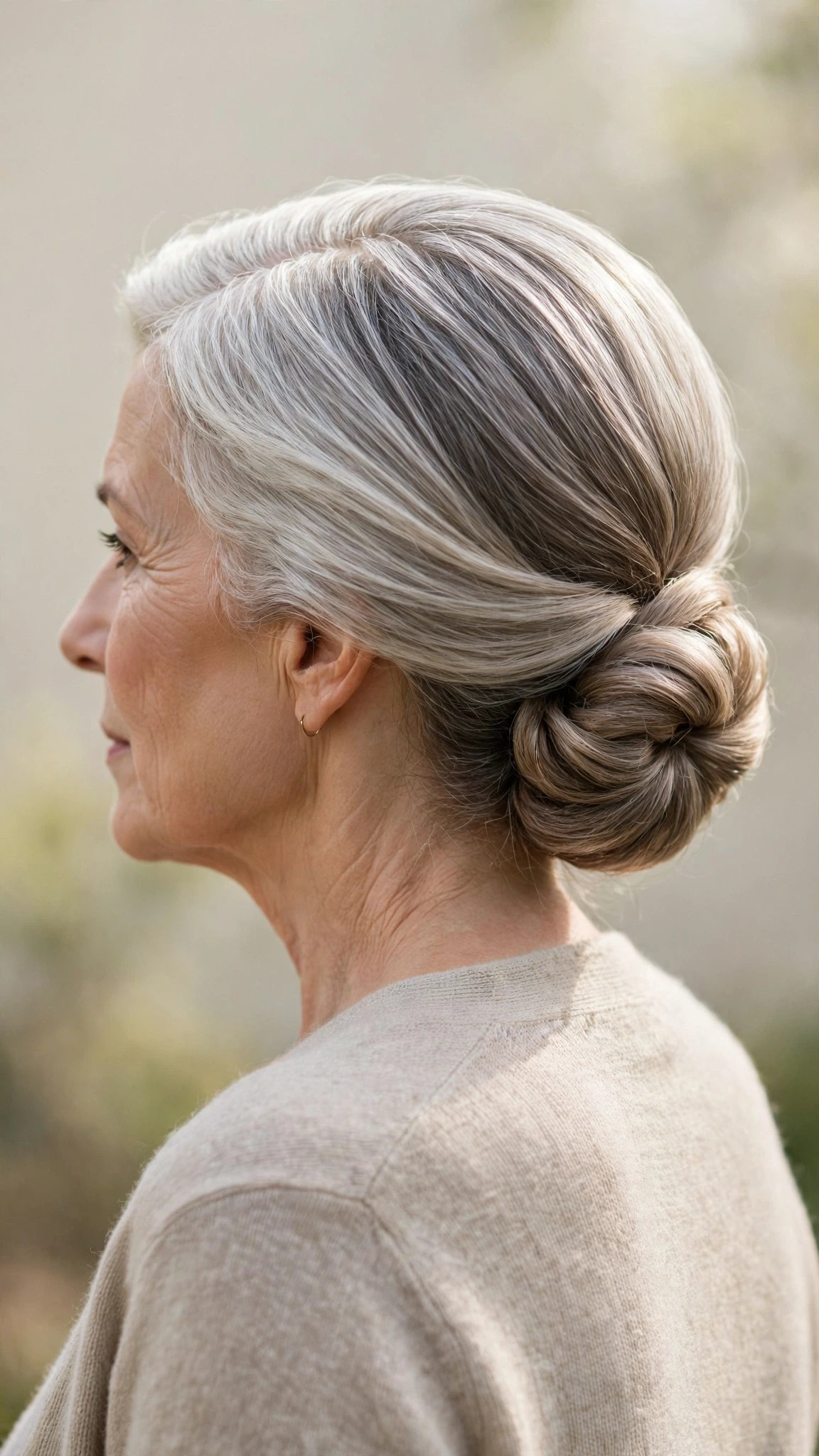 18 Spring chignon hairstyles for women over 50 with fine hair and volume That Are Chic, Fresh and Flattering 13 Spring Chignon Hairstyles With Fine Hair And Volume With Smooth Glossy Lengths, A Deep Side Part And Silver-Blended Brightness