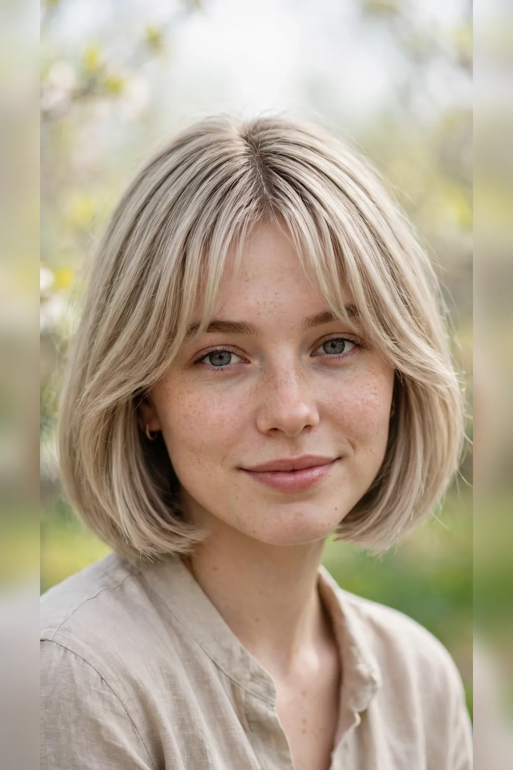 Spring Curtain Bang Hairstyles With a Bob Finish