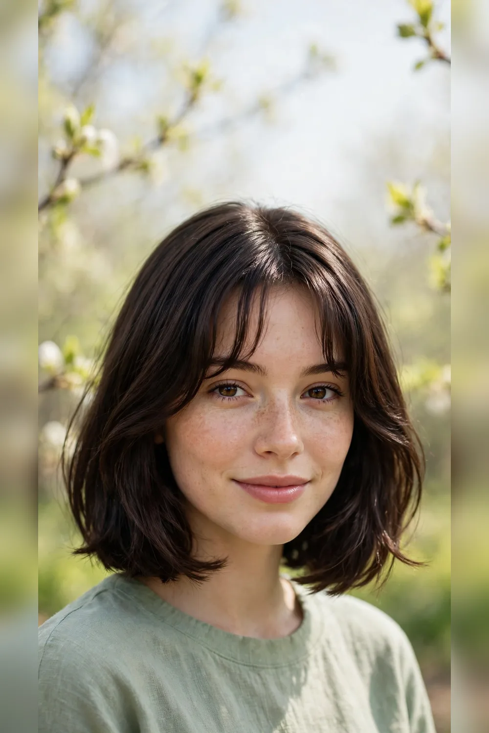 Spring Curtain Bang Hairstyles With a Jaw-Length Shape