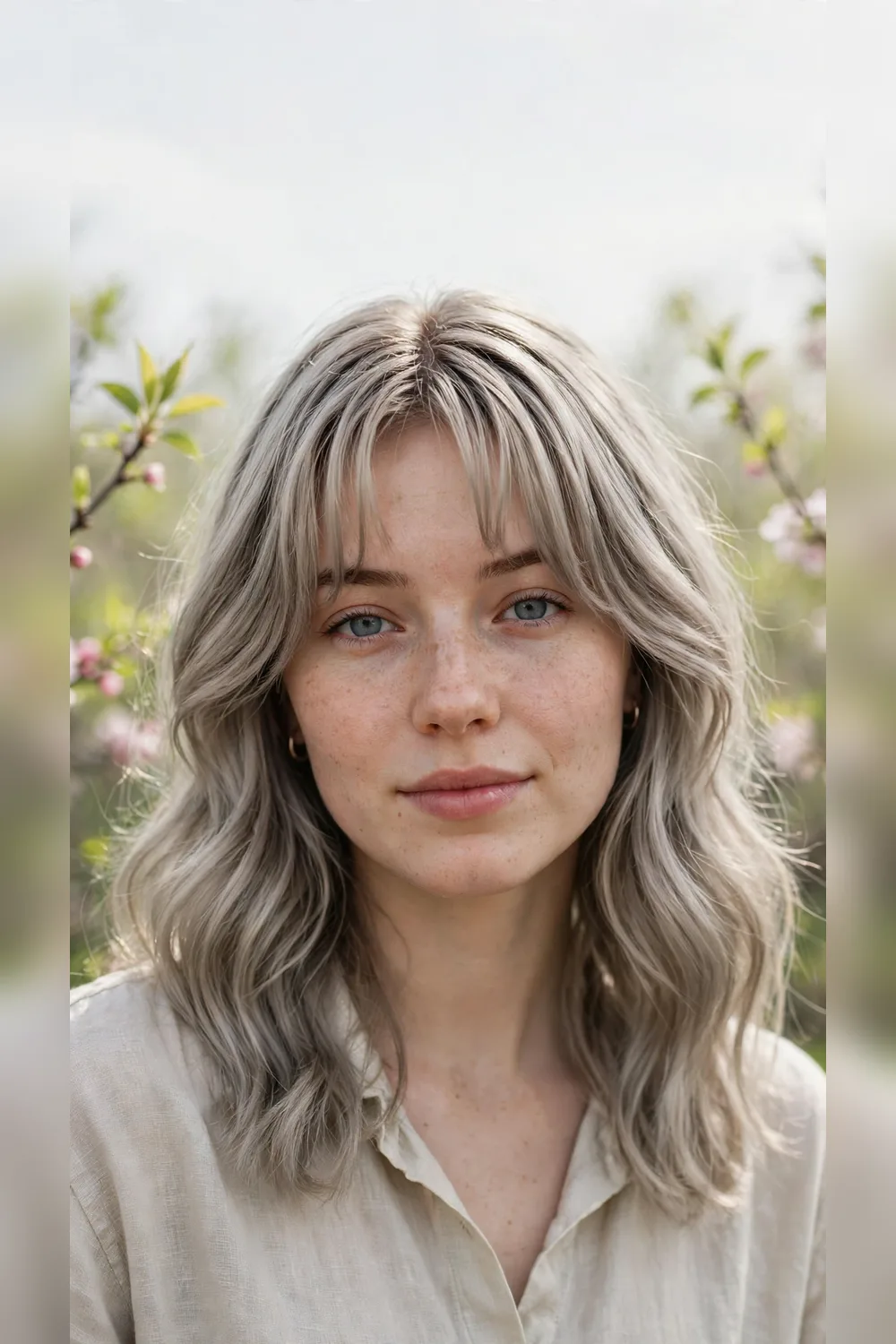 Spring Curtain Bang Hairstyles With Cool Tones