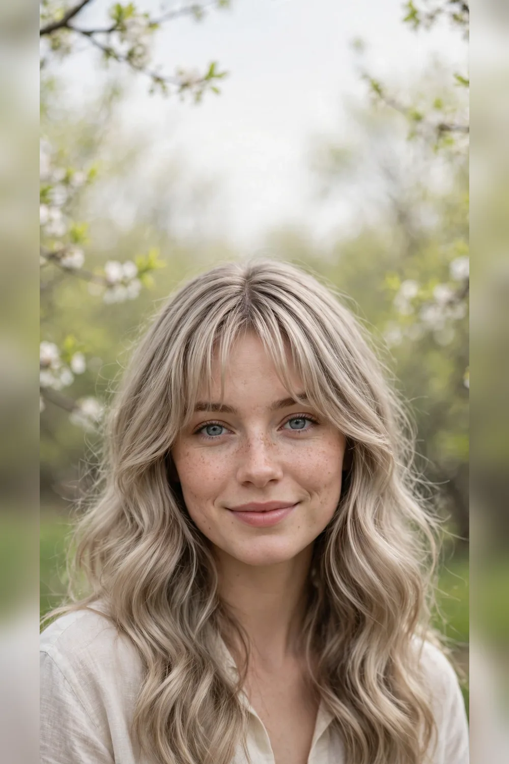 Spring Curtain Bang Hairstyles With a Romantic Wave