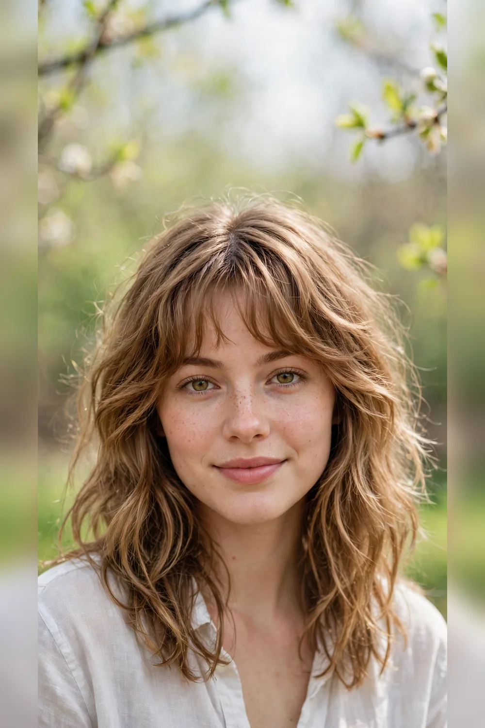 Spring Curtain Bang Hairstyles With a Shaggy Edge