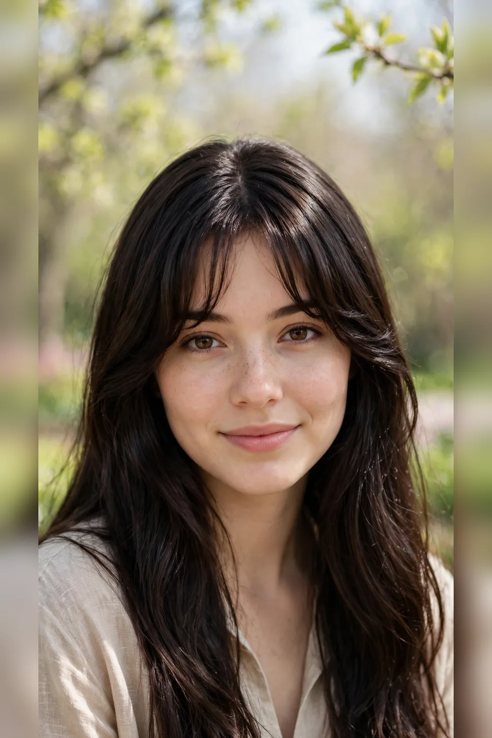 Spring Curtain Bang Hairstyles With a Glossy Shine