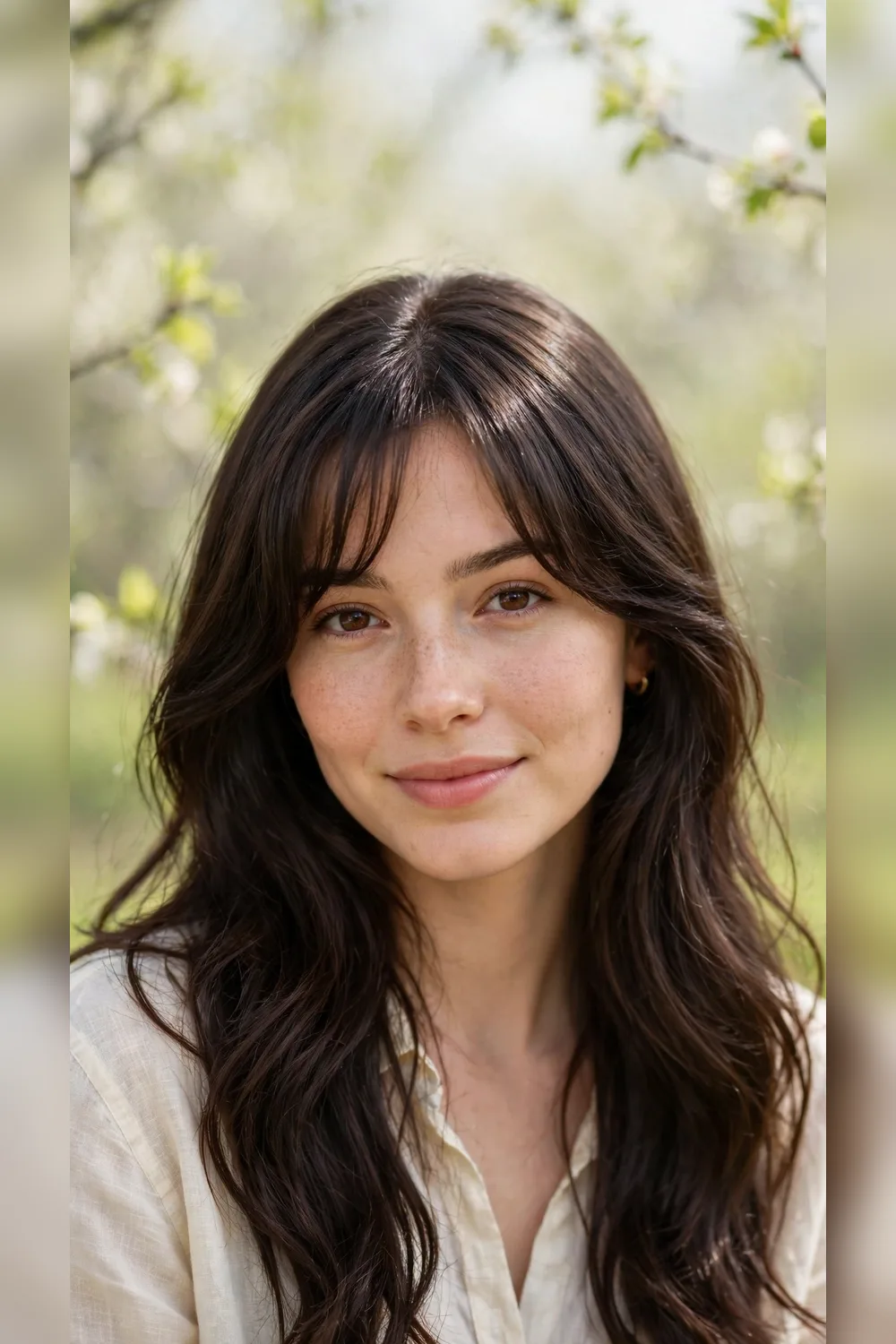 Spring Curtain Bangs With a Deep Side Part