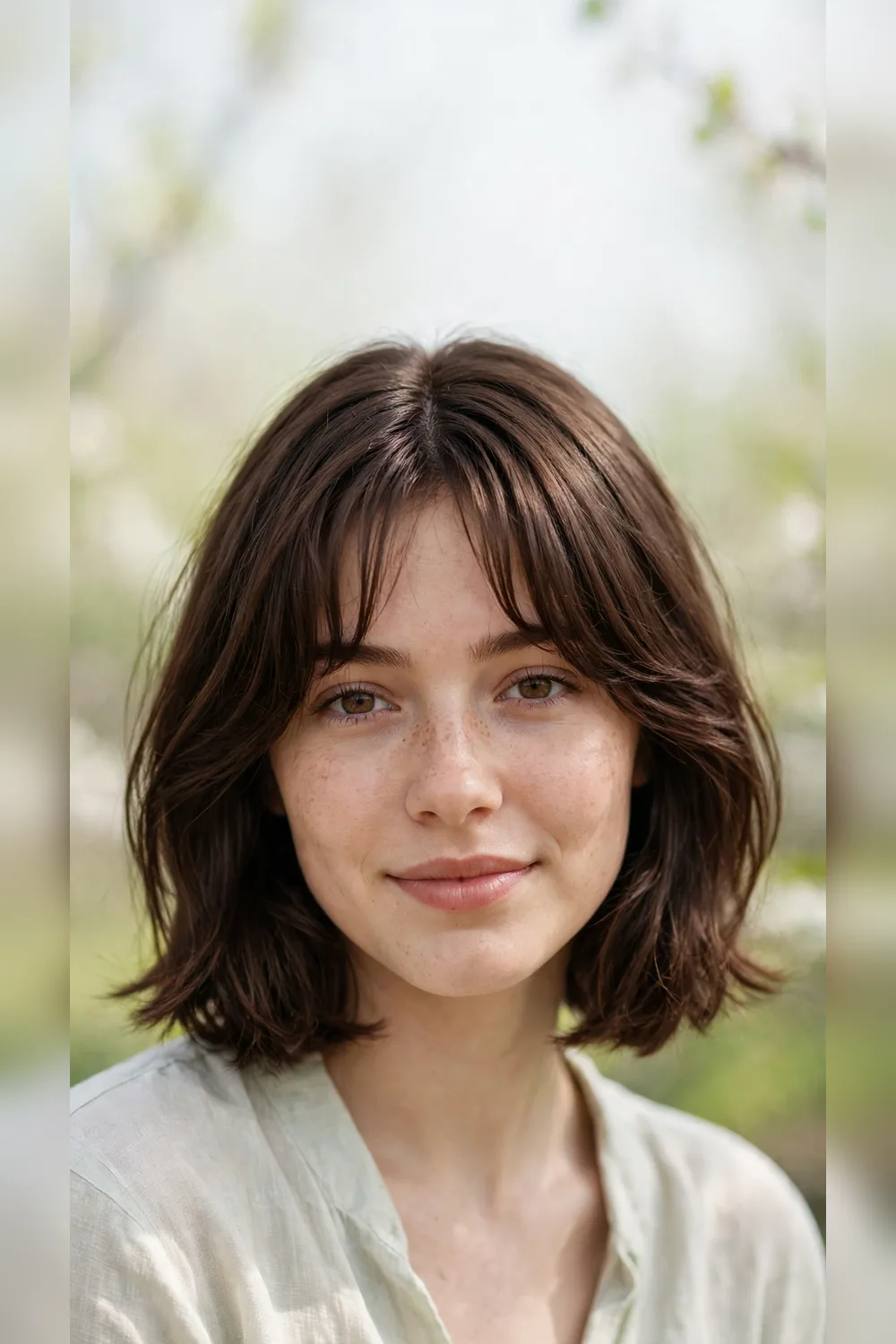 Spring Curtain Bangs With a Jaw-Length Shape