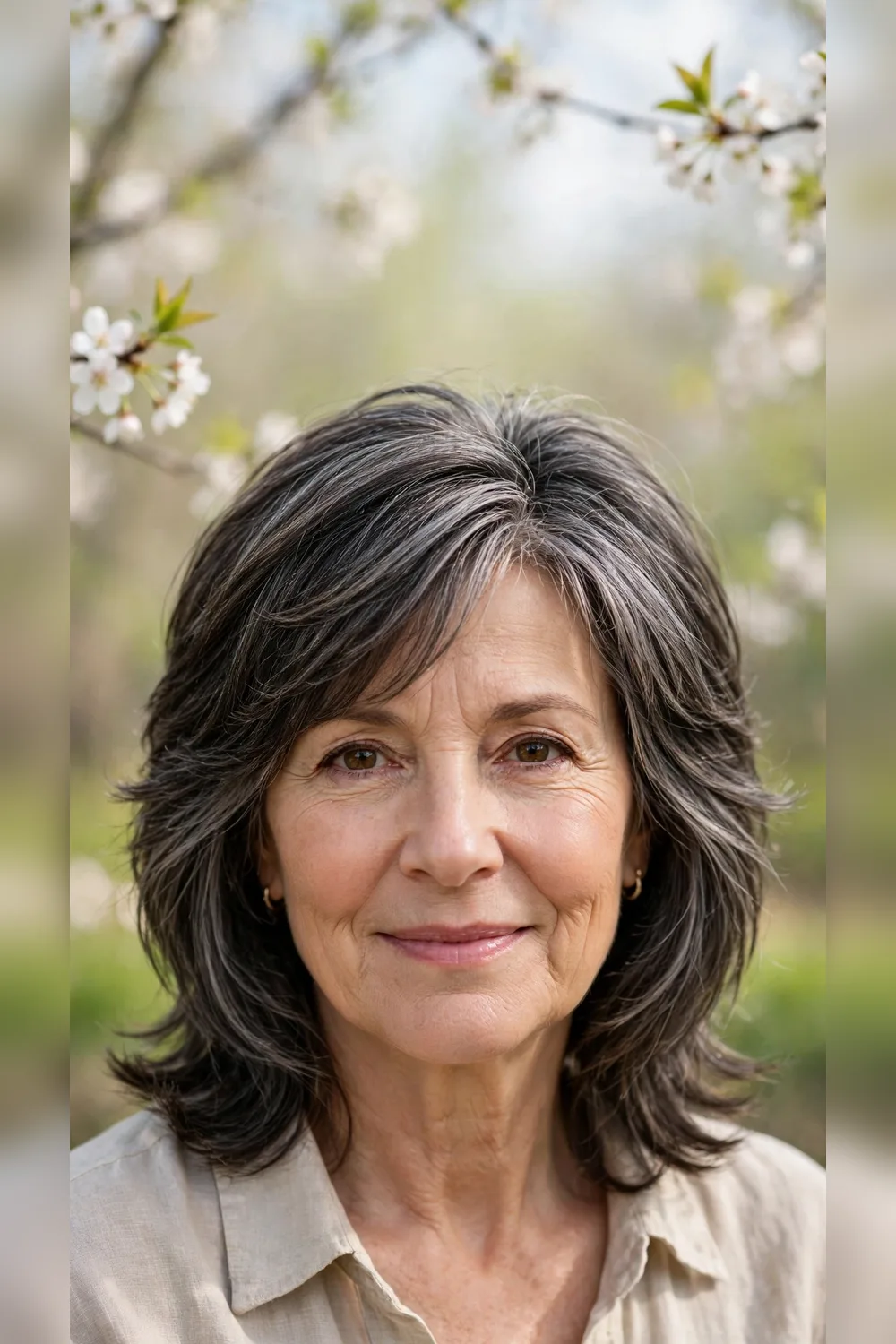 Spring Layered Haircuts With Natural Grey Shine