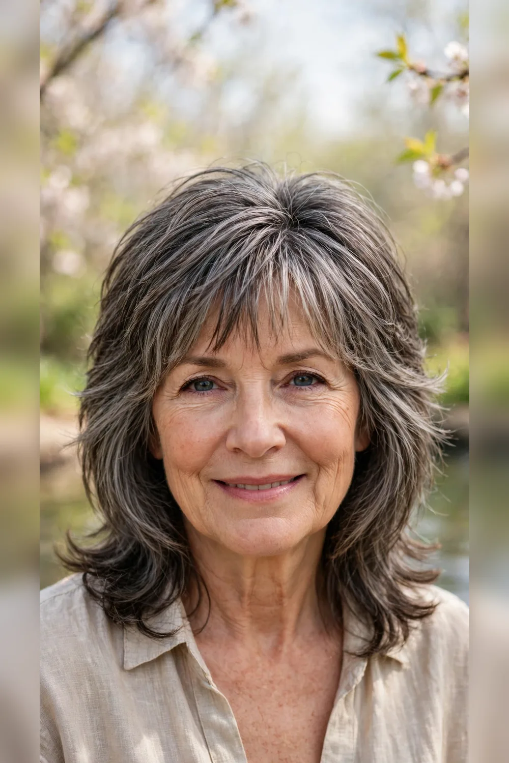 Spring Layered Haircuts With a Piecey Fringe