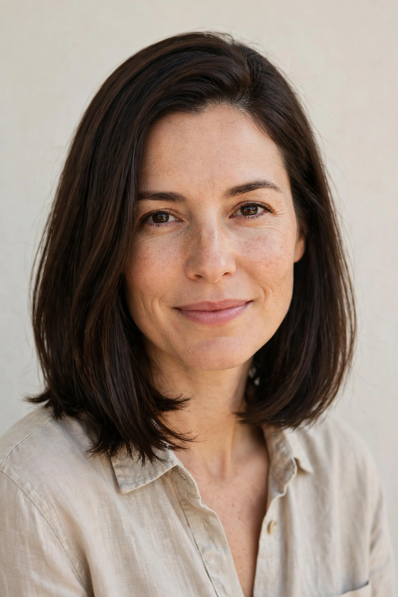 Dark Brown Sleek Long Bob