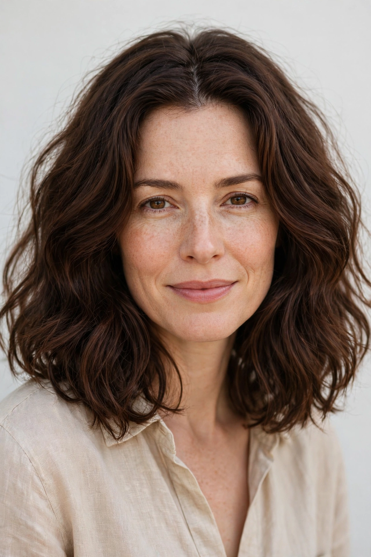 Warm Brunette Voluminous Long Bob