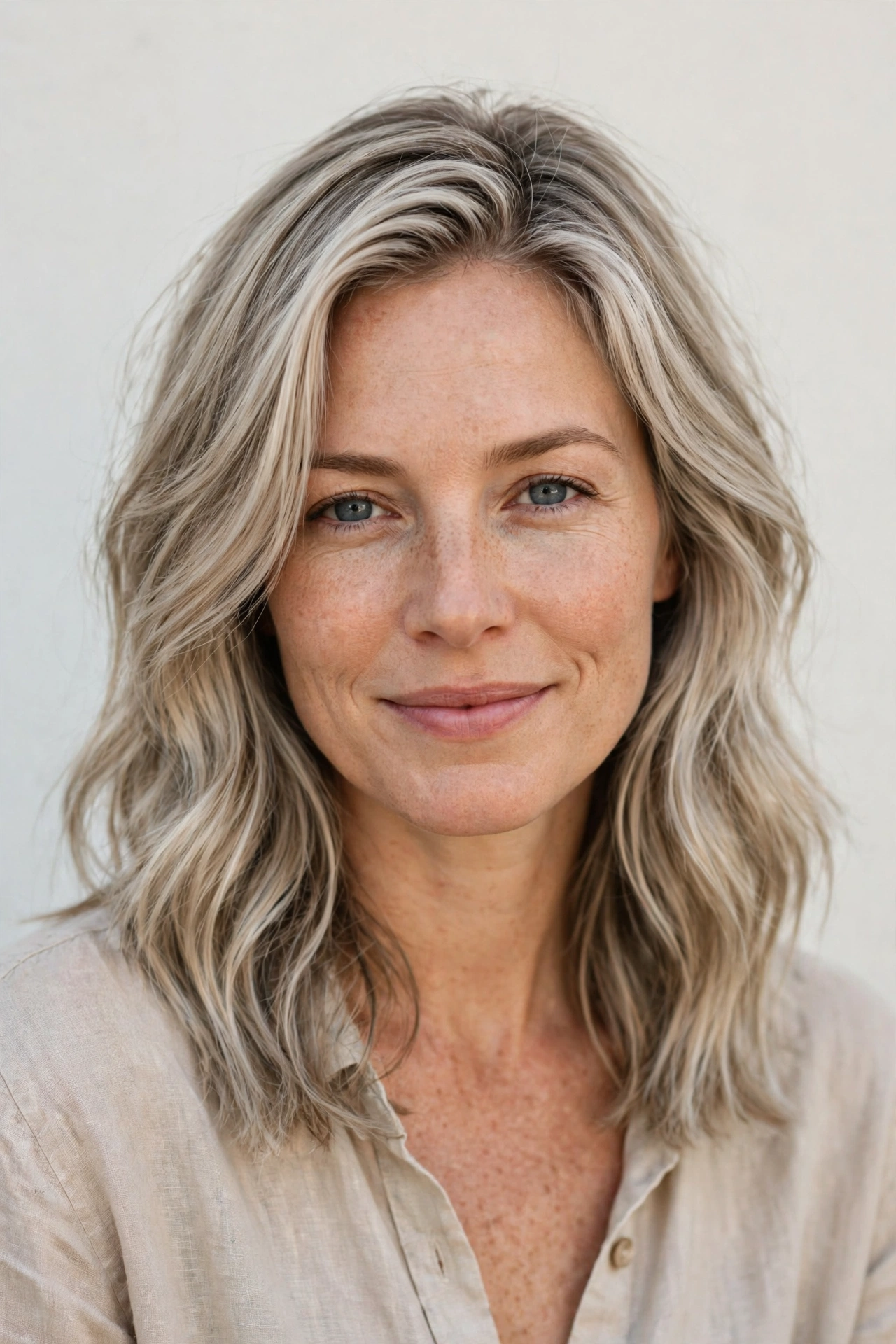 Ash Blonde Layered Lob
