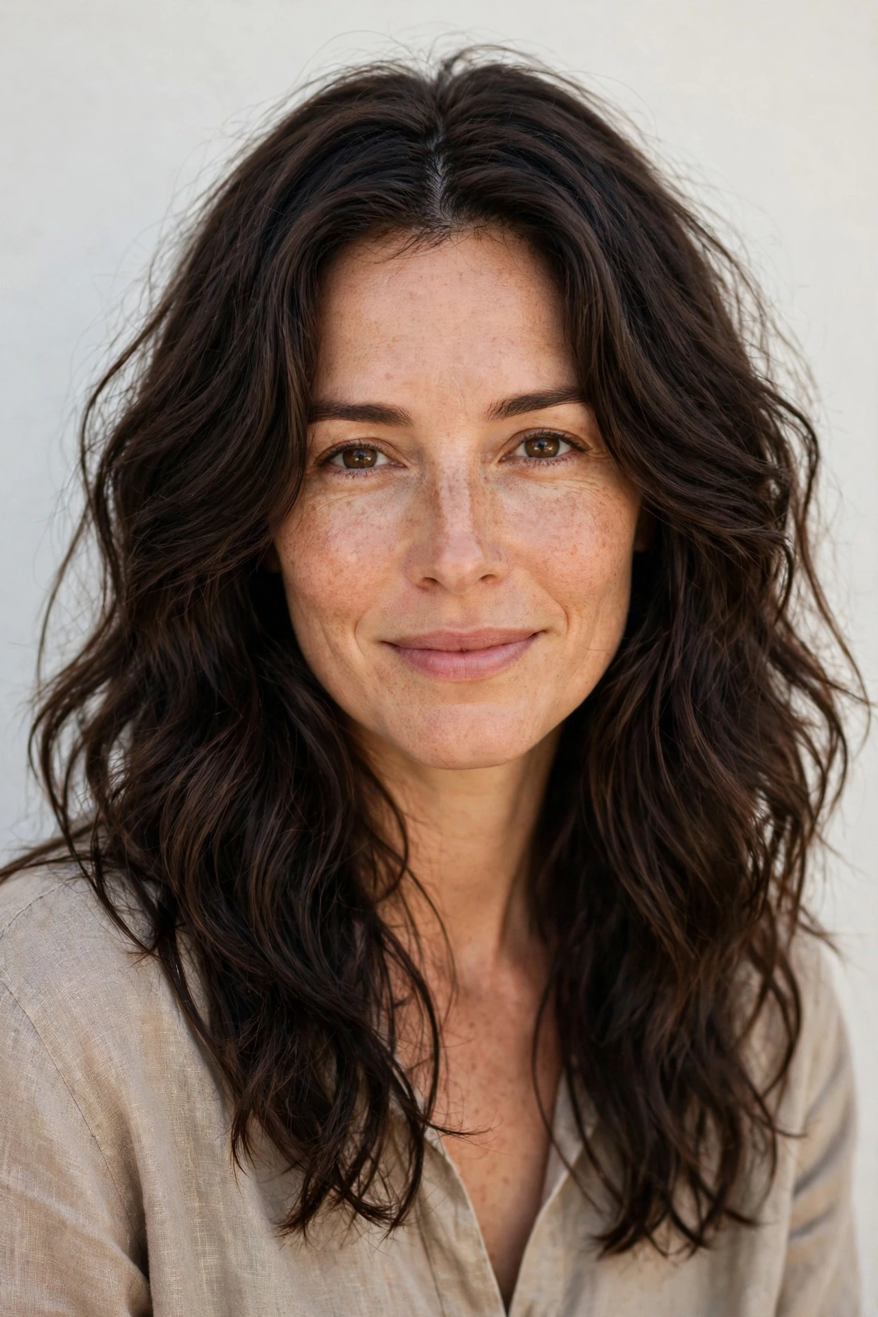 Deep Brunette Layered Waves