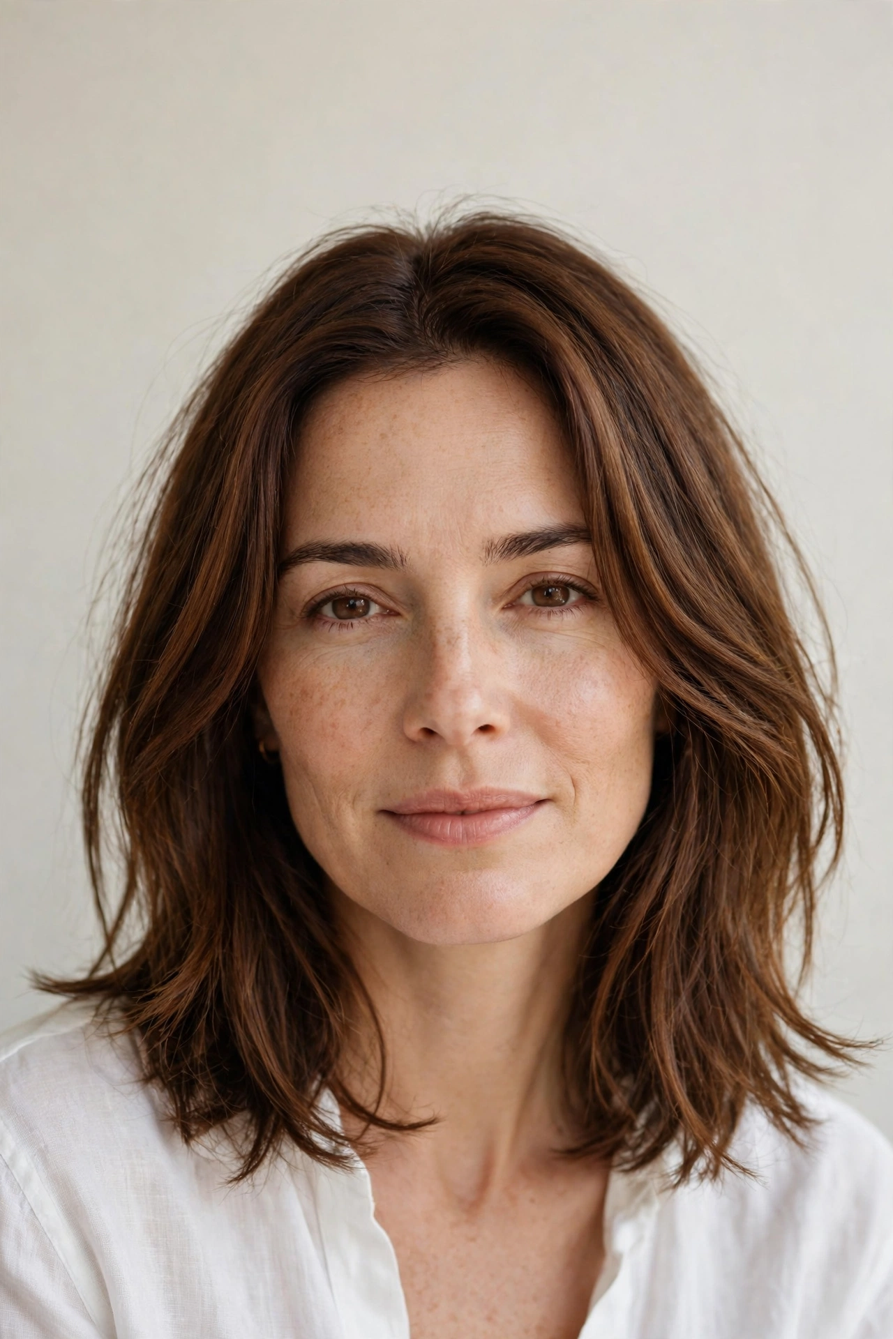 Chestnut Long Bob Wash and Go with Face-Framing Layers
