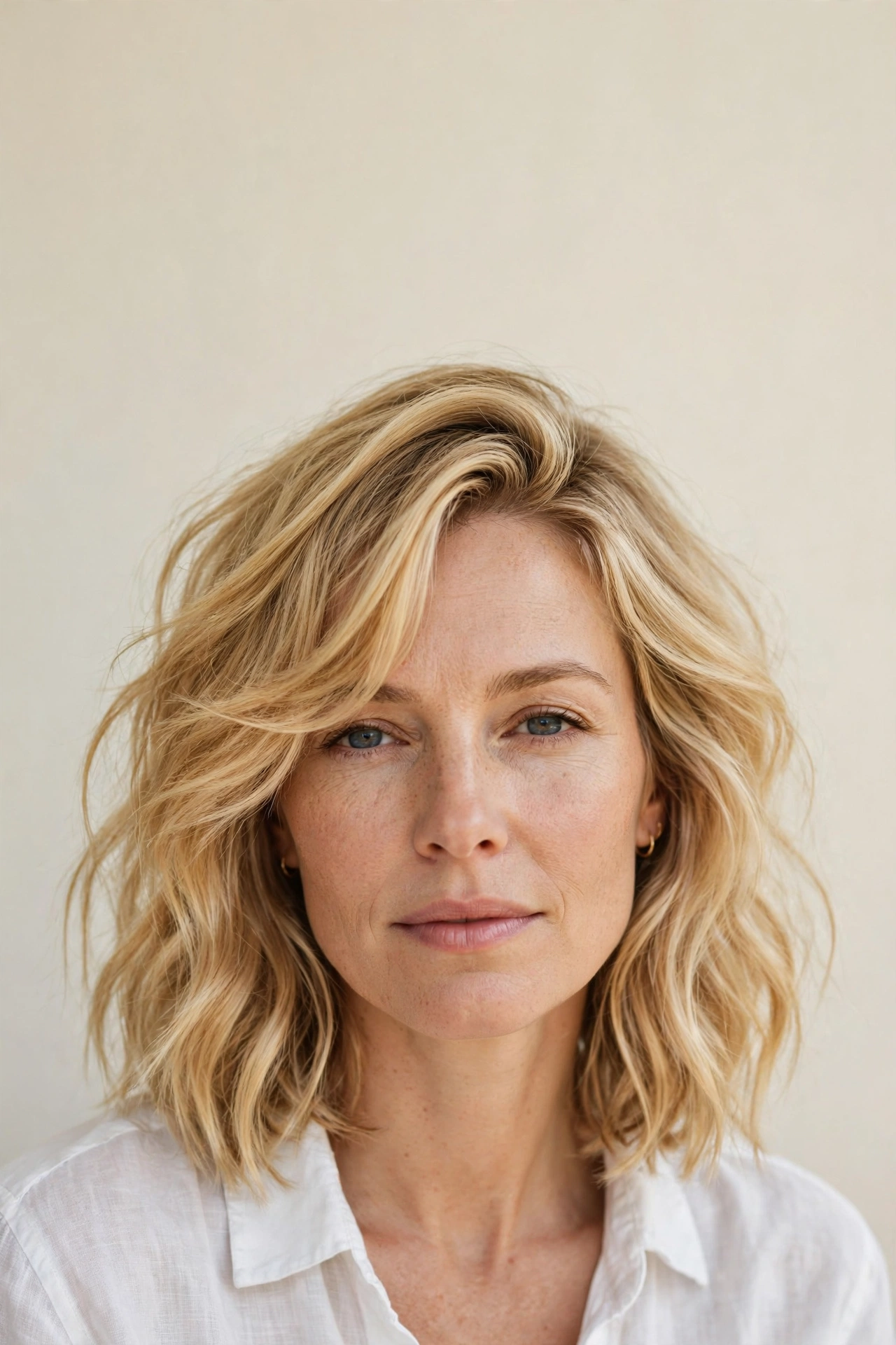 Golden Blonde Wash and Go Lob with a Side Sweep